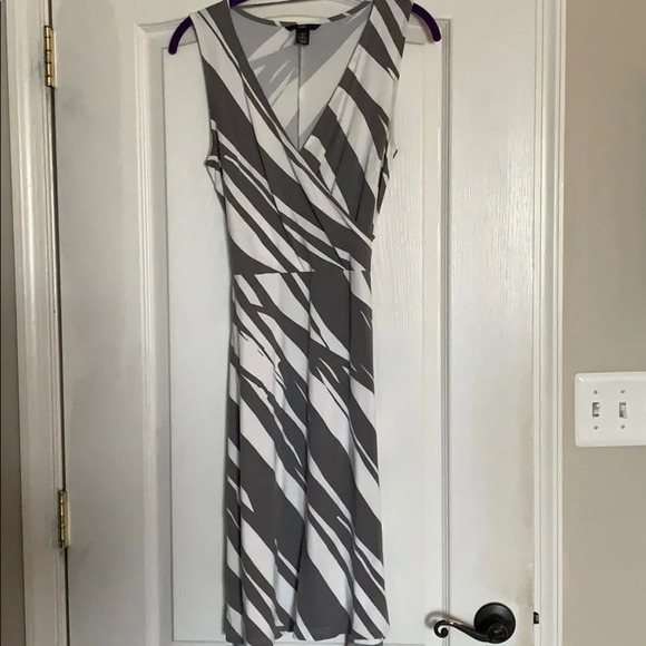 Gray and White Striped Dress - Picture 3 of 10